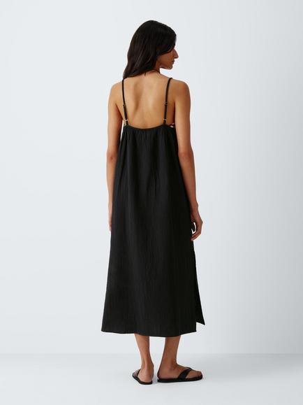 John Lewis Cheesecloth Cami Midi Beach Dress - view 2, Black