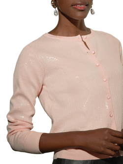 Pure Collection Sequin Wool Blend Cardigan, Pink - view 2, Pink