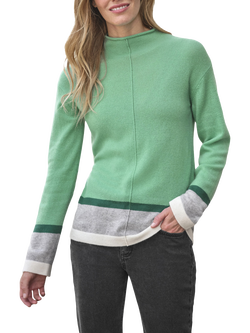 Pure Collection Colour Block Pure Cashmere Jumper, Soft Green, Soft Green