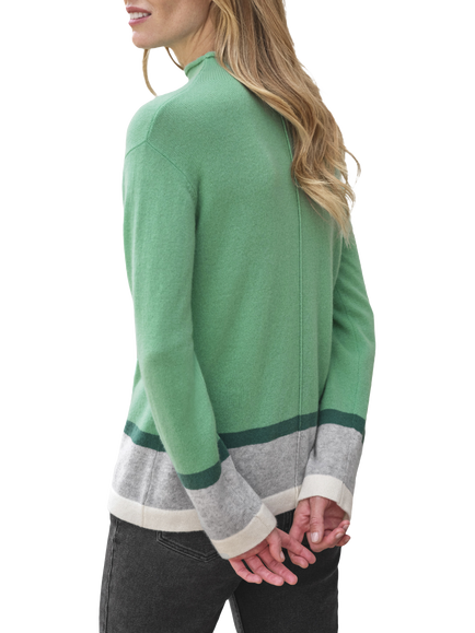 Pure Collection Colour Block Pure Cashmere Jumper, Soft Green - view 2, Soft Green