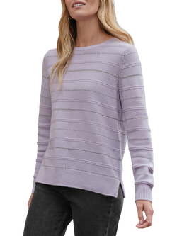 Pure Collection Metallic Stripe Pure Cashmere Jumper, Lavendula, Lavendula