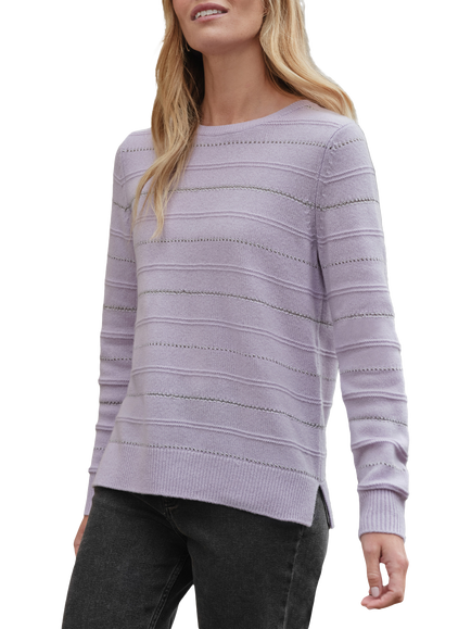 Pure Collection Metallic Stripe Pure Cashmere Jumper, Lavendula, Lavendula