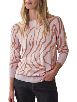 Pure Collection Zebra Wool Rich Jumper, Pink, Pink