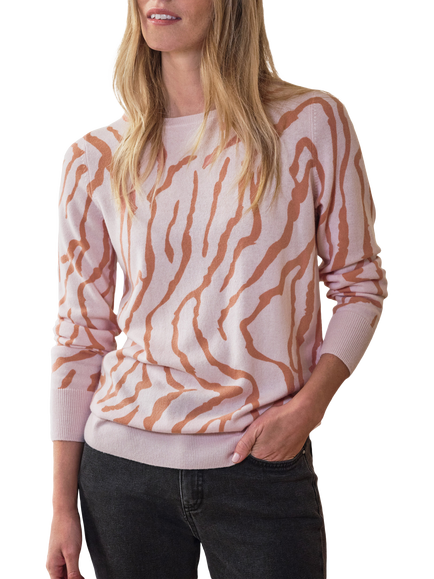 Pure Collection Zebra Wool Rich Jumper, Pink, Pink