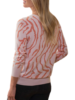 Pure Collection Zebra Wool Rich Jumper, Pink - view 2, Pink