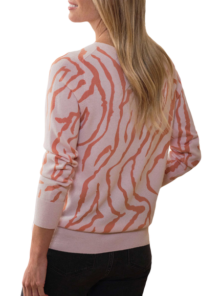 Pure Collection Zebra Wool Rich Jumper, Pink - view 2, Pink