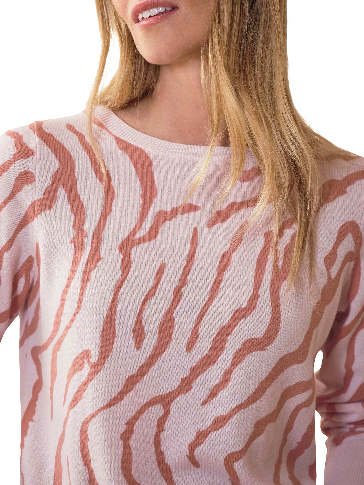 Product image 3 of 3, which shows Pure Collection Zebra Wool Rich Jumper, Pink, 8