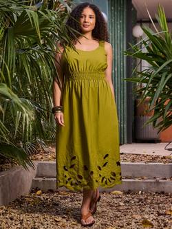 Live Unlimited Curve Embroidered Midi Dress, Green, Green