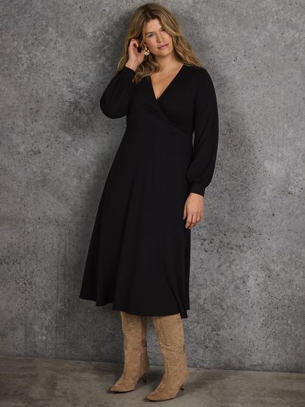 Live Unlimited Curve Petite Jersey Wrap Dress, Black, Black