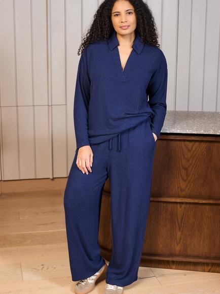 Live Unlimited Curve Ribbed Wide Leg Joggers, Blue, Blue