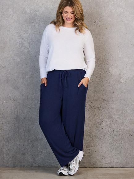 Live Unlimited Curve Petite Ribbed Joggers, Blue - view 2, Blue