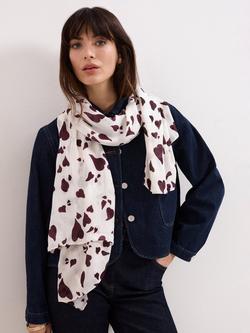 Phase Eight Heart Print Scarf, Cream - view 2, Cream