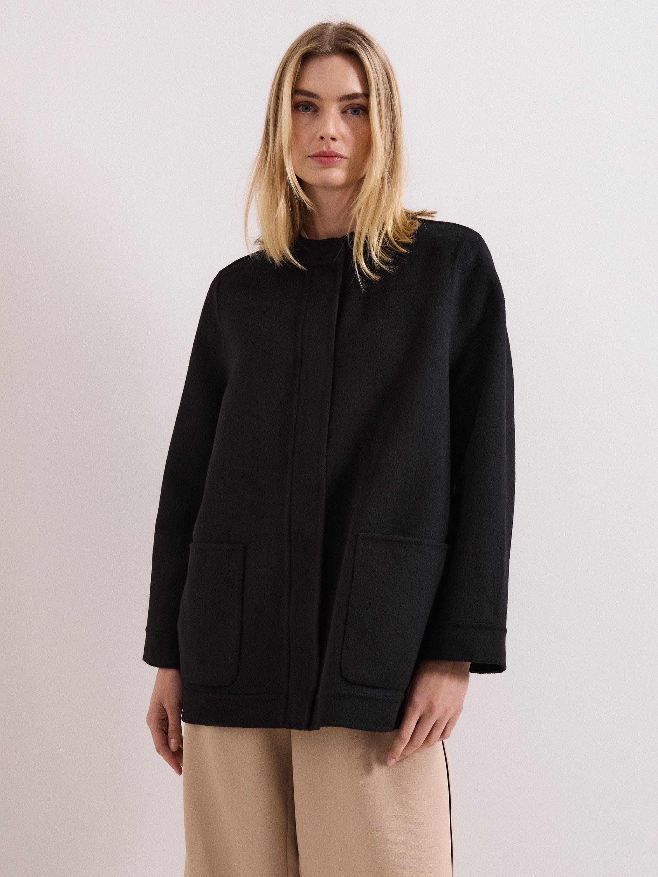Product image 1 of 9, which shows Phase Eight Daria Wool Blend Coat, Black, 8