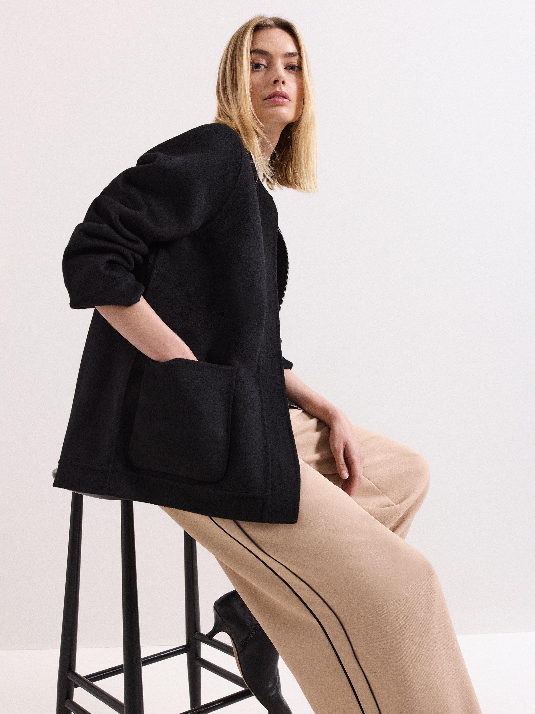 Product image 4 of 9, which shows Phase Eight Daria Wool Blend Coat, Black, 8