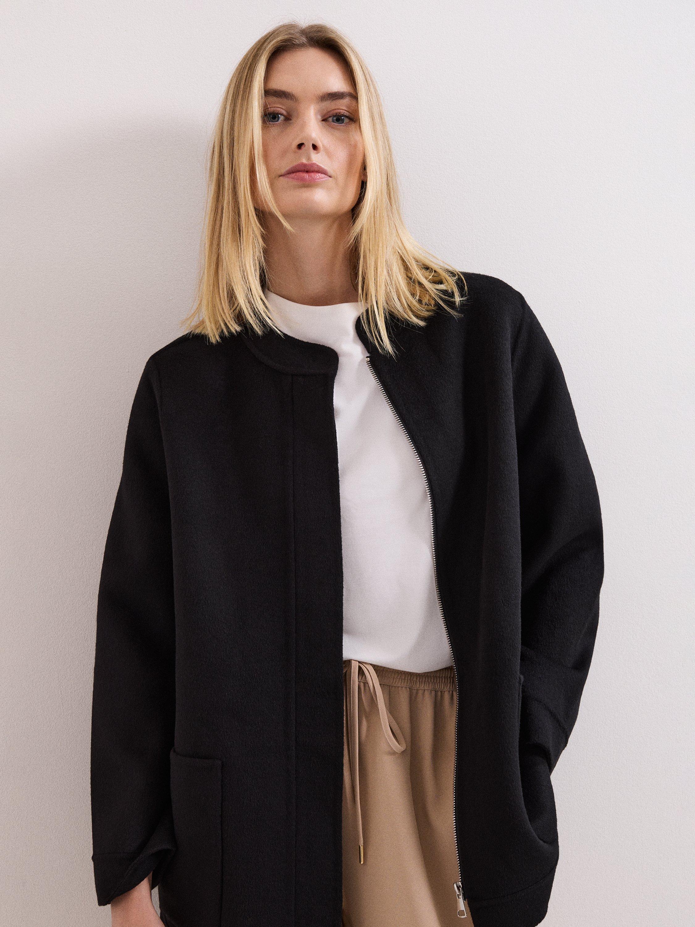 Product image 9 of 9, which shows Phase Eight Daria Wool Blend Coat, Black, 8