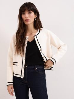Phase Eight Lola Tipped Jacket, Ivory, Ivory
