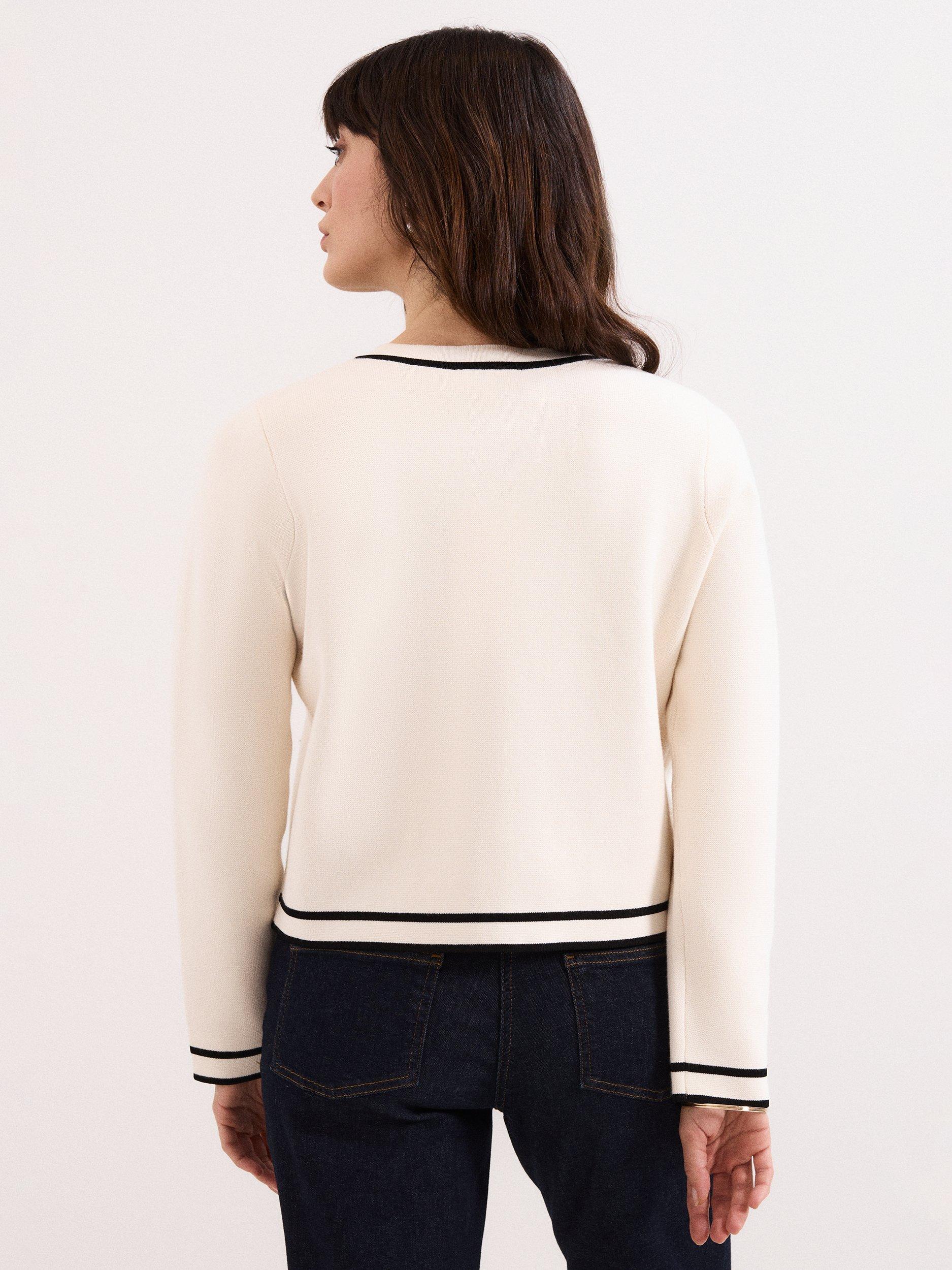 Product image 2 of 6, which shows Phase Eight Lola Tipped Jacket, Ivory, XS
