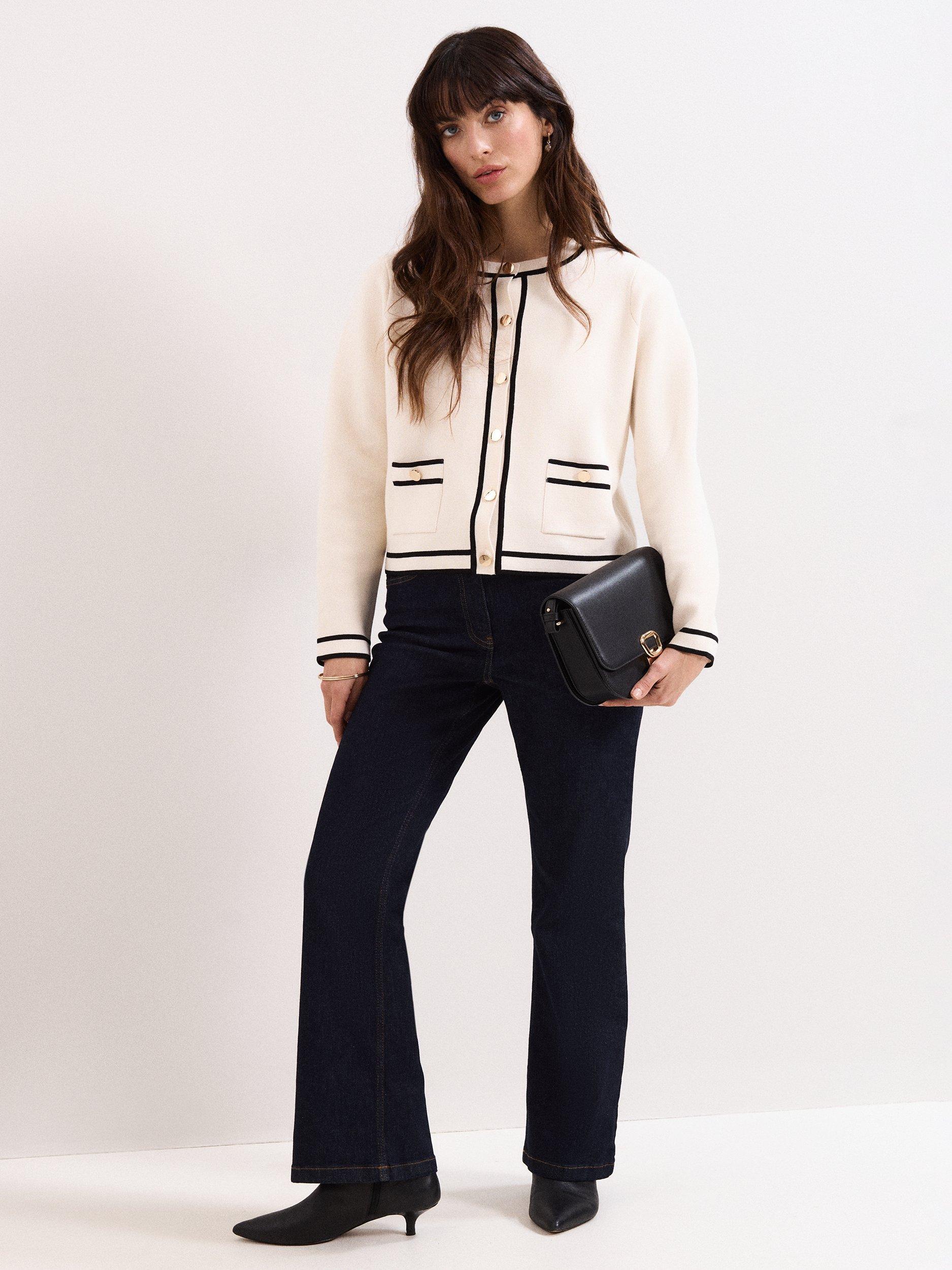 Product image 3 of 6, which shows Phase Eight Lola Tipped Jacket, Ivory, XS