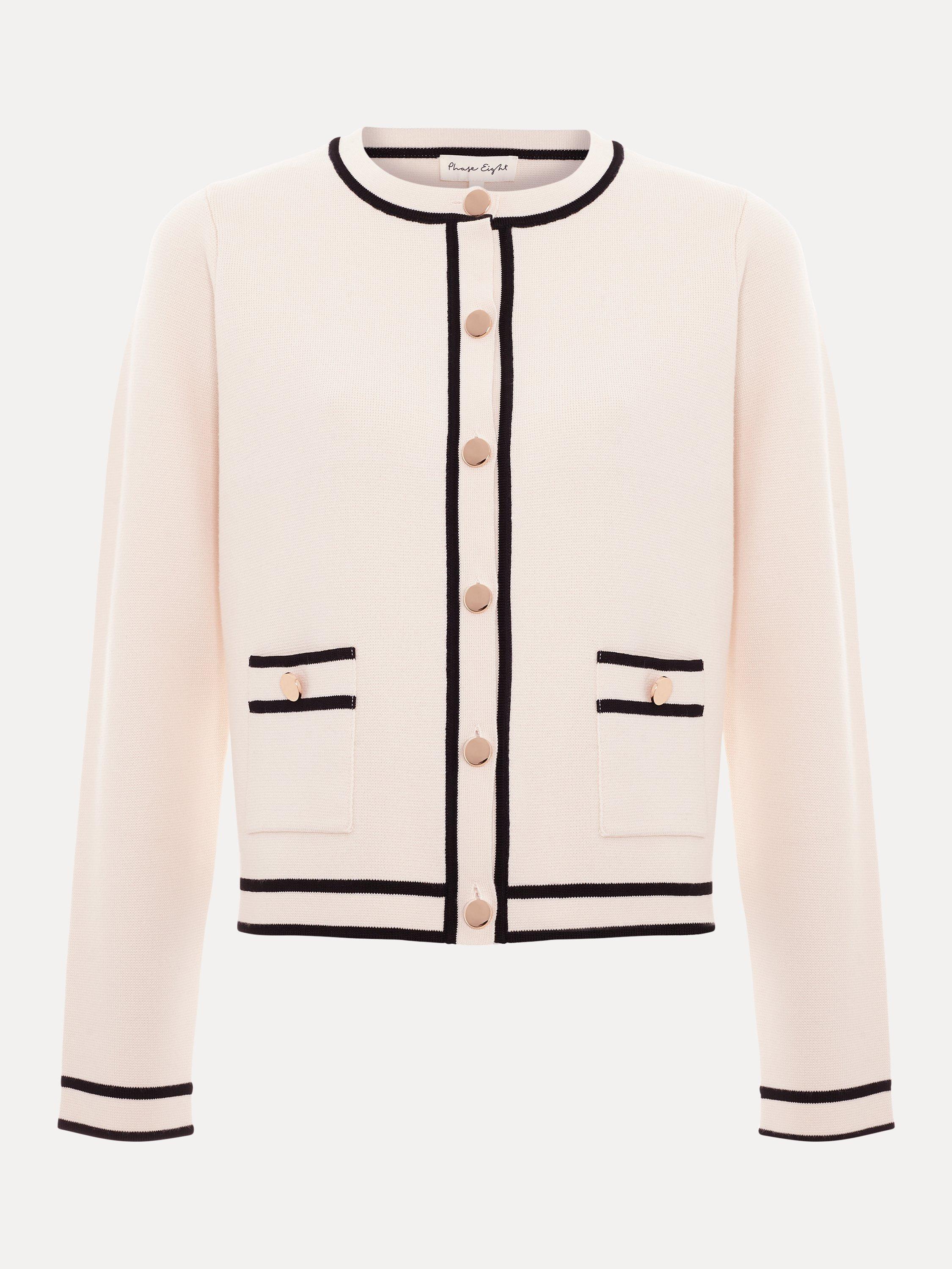 Product image 5 of 6, which shows Phase Eight Lola Tipped Jacket, Ivory, XS