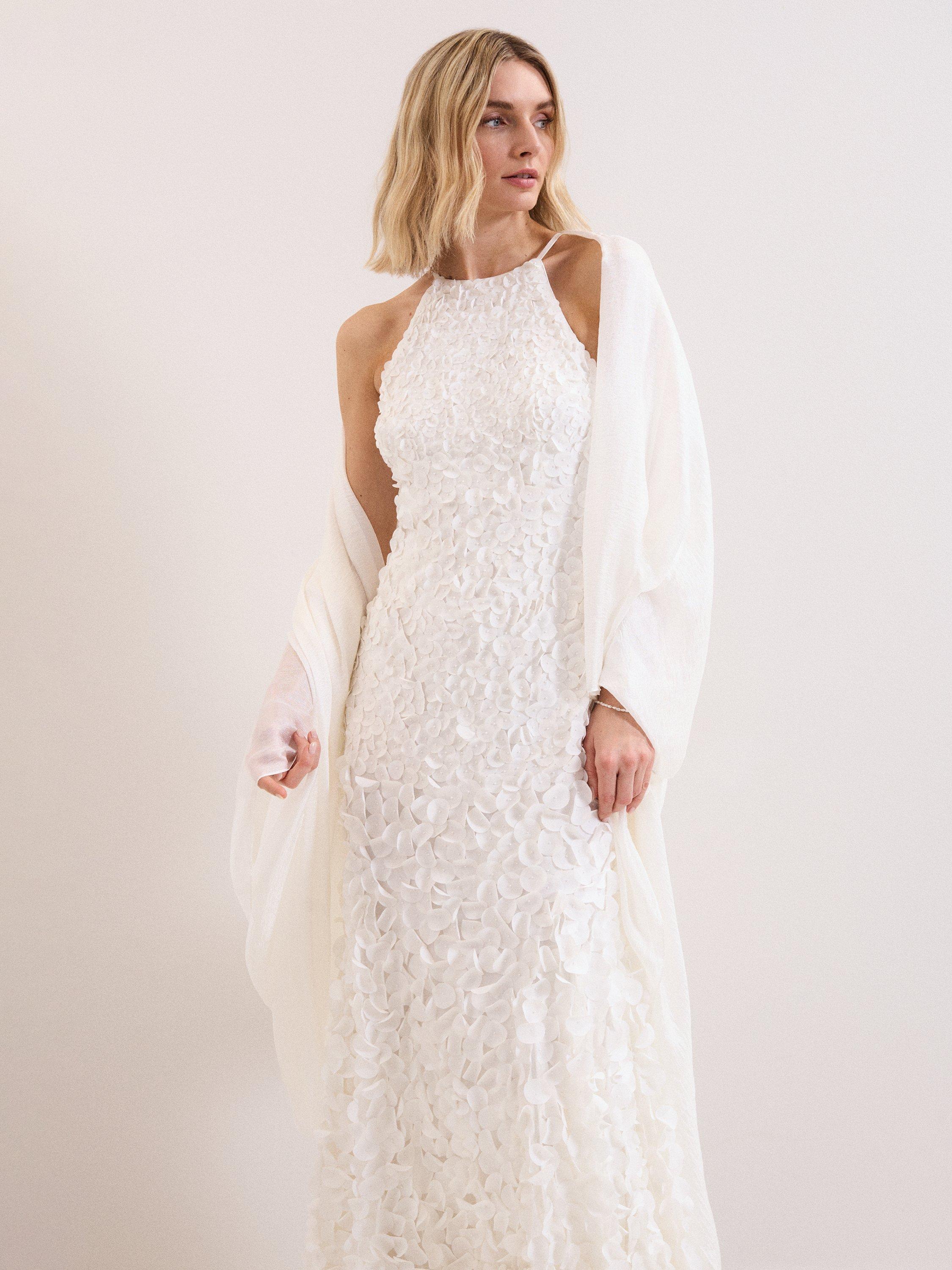 Product image 1 of 5, which shows Phase Eight Lightweight Bridal Scarf, Ivory, One Size