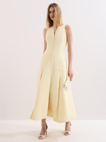 Phase Eight Greta Tux Dress, Pale Yellow