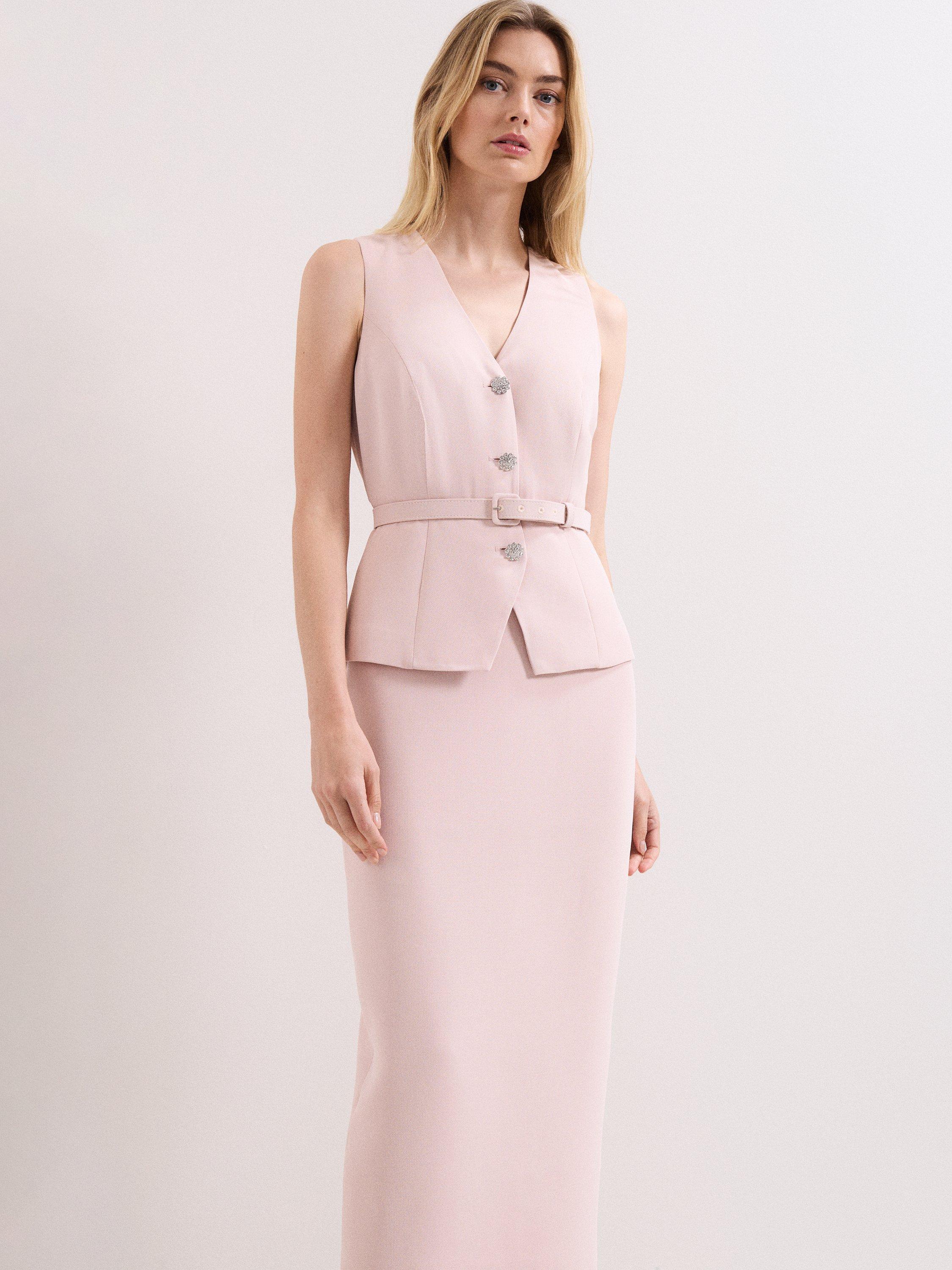 Product image 3 of 8, which shows Phase Eight Hilda Tailored Midaxi Dress, Pale Pink, 6