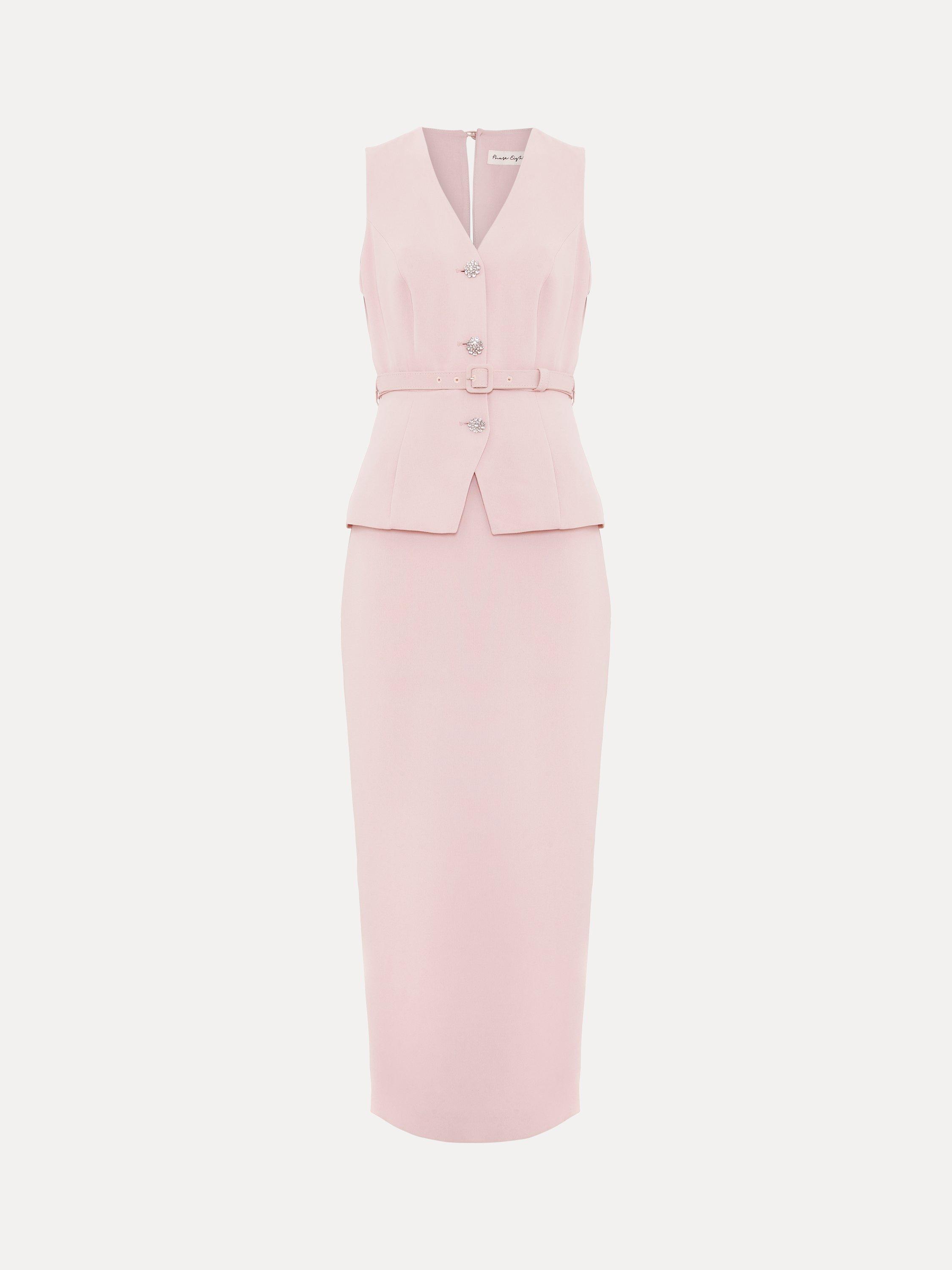 Product image 5 of 8, which shows Phase Eight Hilda Tailored Midaxi Dress, Pale Pink, 6