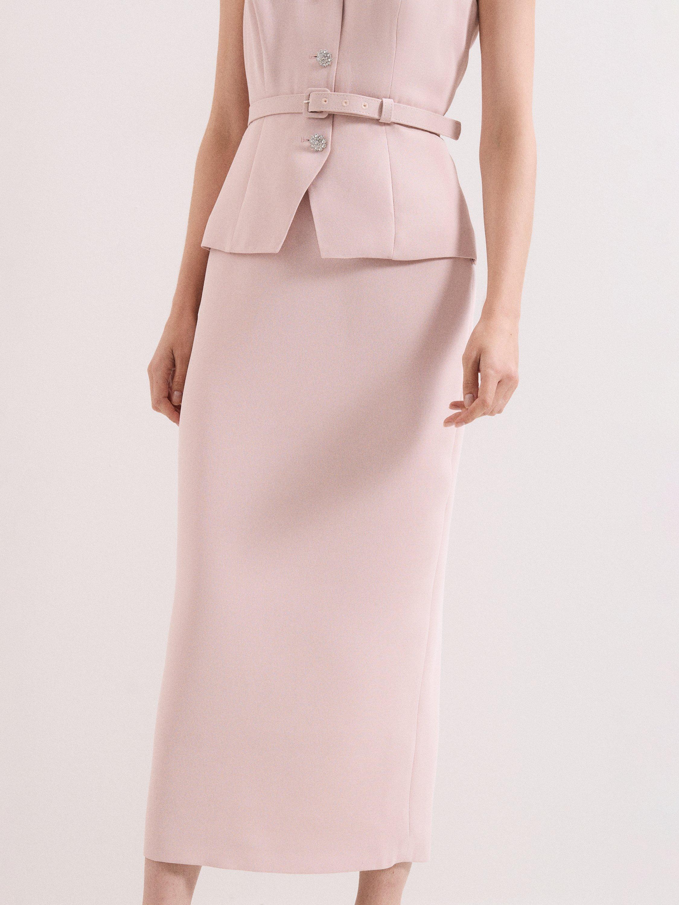 Product image 8 of 8, which shows Phase Eight Hilda Tailored Midaxi Dress, Pale Pink, 6