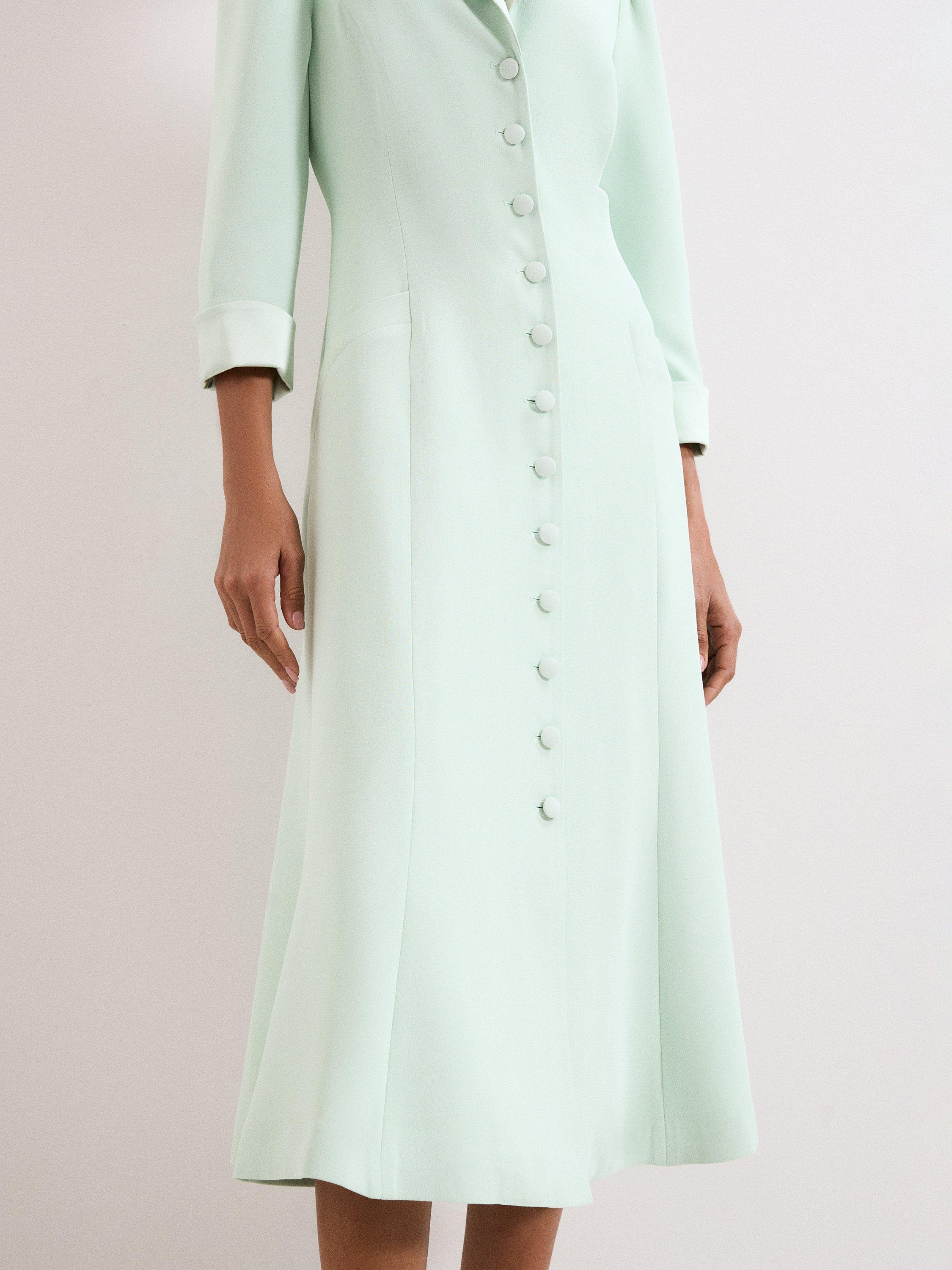 Product image 4 of 9, which shows Phase Eight Paloma Tux Midi Dress, Pale Green, 6