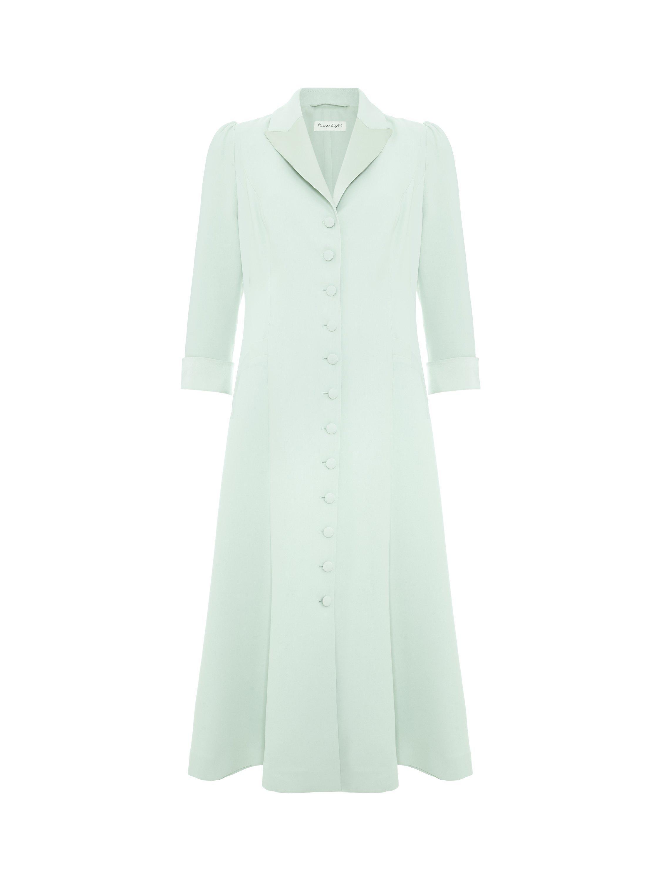 Product image 5 of 9, which shows Phase Eight Paloma Tux Midi Dress, Pale Green, 6