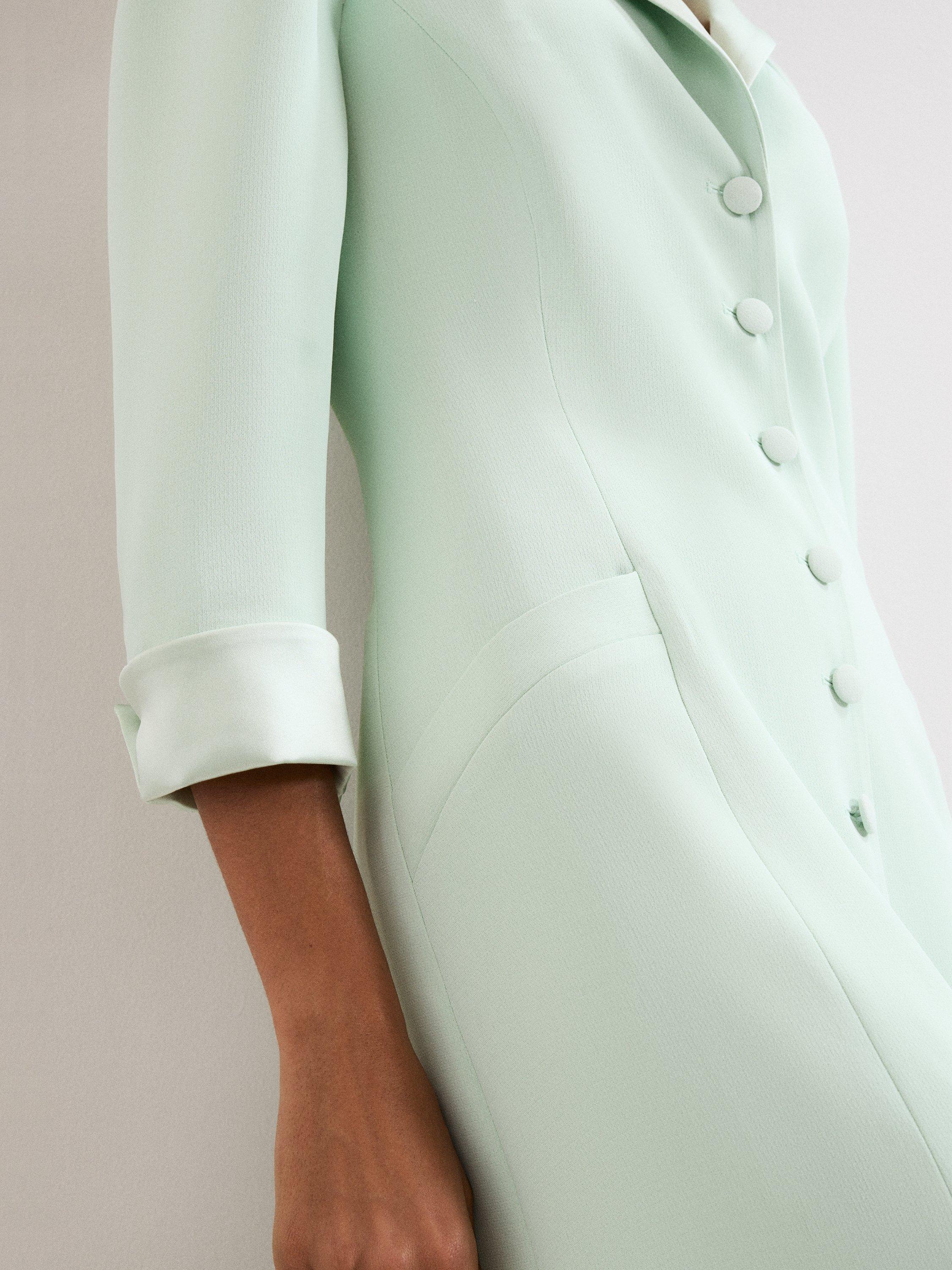 Product image 7 of 9, which shows Phase Eight Paloma Tux Midi Dress, Pale Green, 6