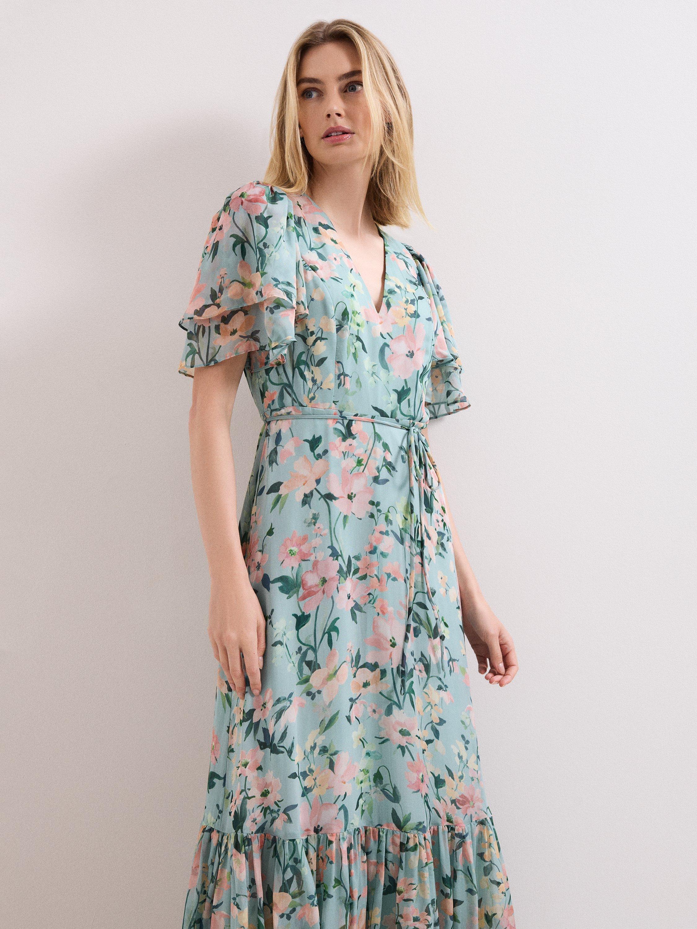 Product image 3 of 9, which shows Phase Eight Petite Floral Violet Dress, Multi, 6