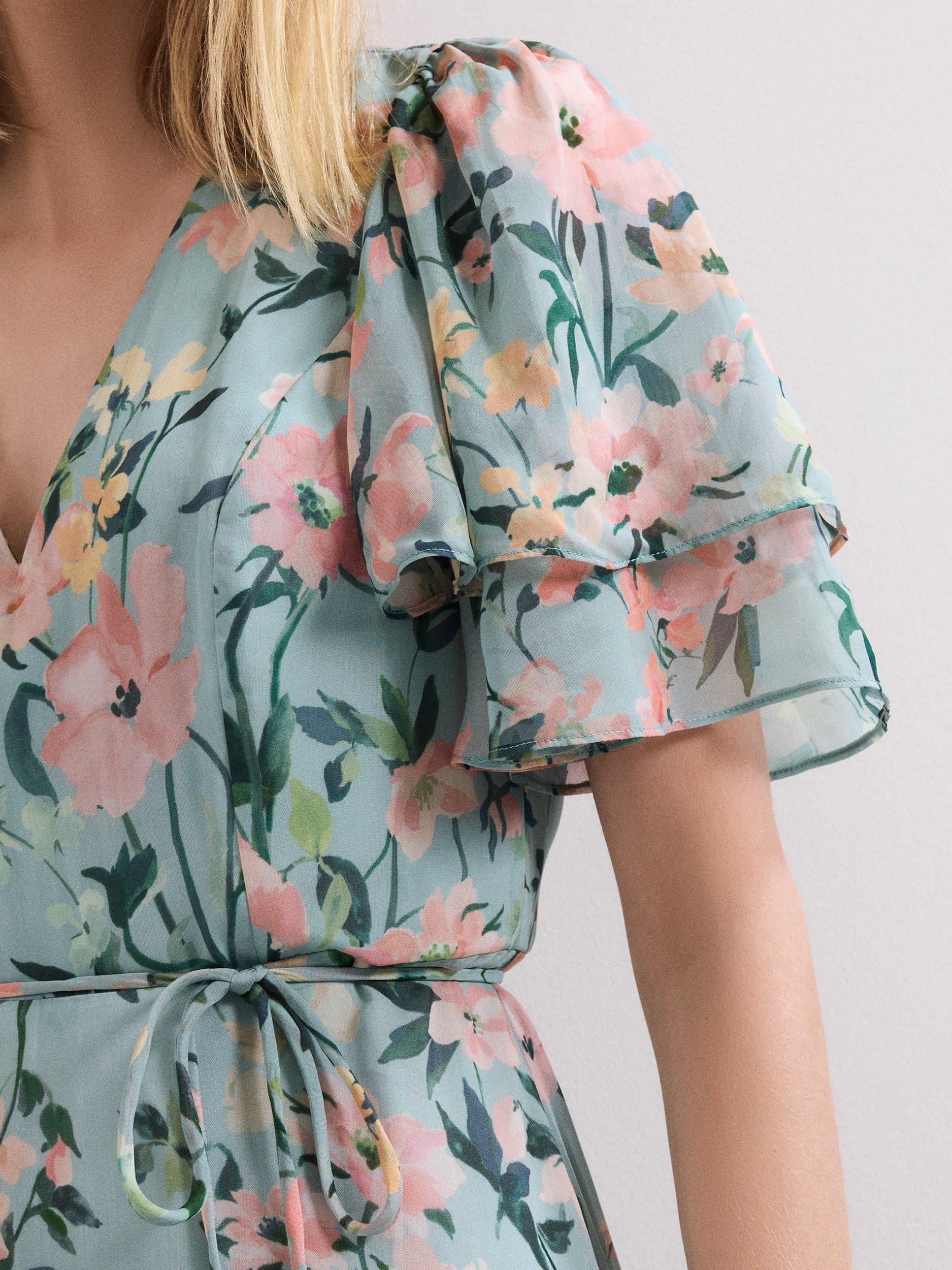 Product image 4 of 9, which shows Phase Eight Petite Floral Violet Dress, Multi, 6