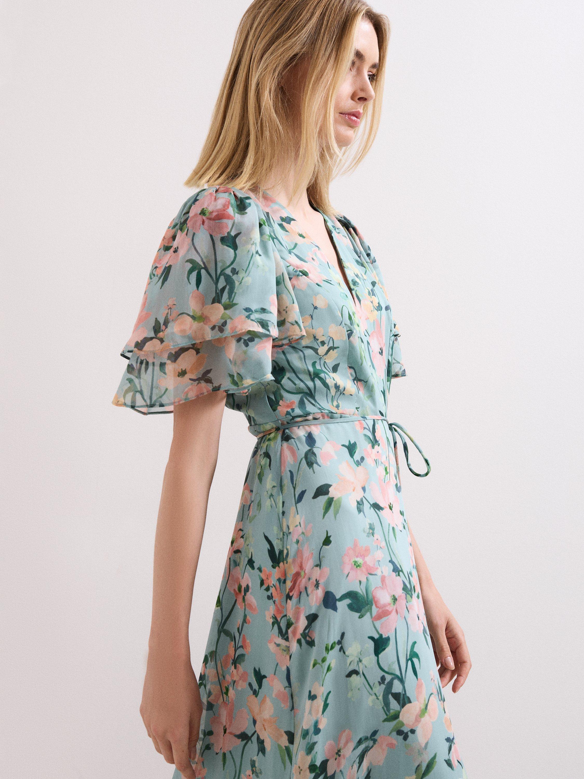 Product image 7 of 9, which shows Phase Eight Petite Floral Violet Dress, Multi, 6