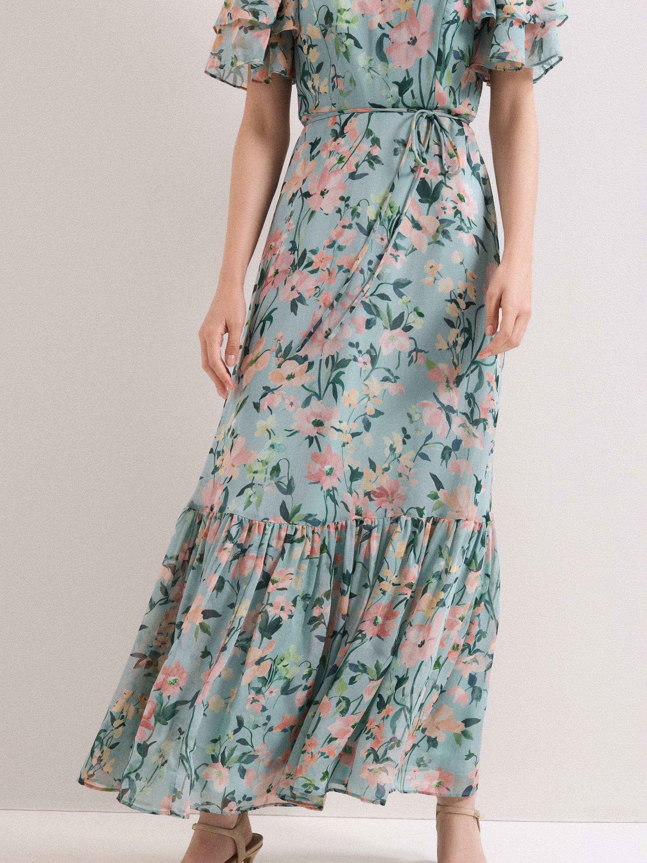 Product image 8 of 9, which shows Phase Eight Petite Floral Violet Dress, Multi, 6