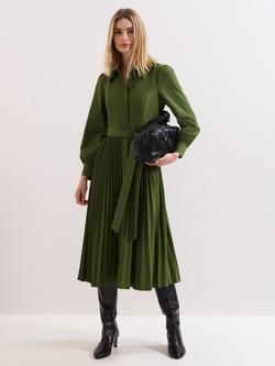 Phase Eight Pleated Midi Dress, Green