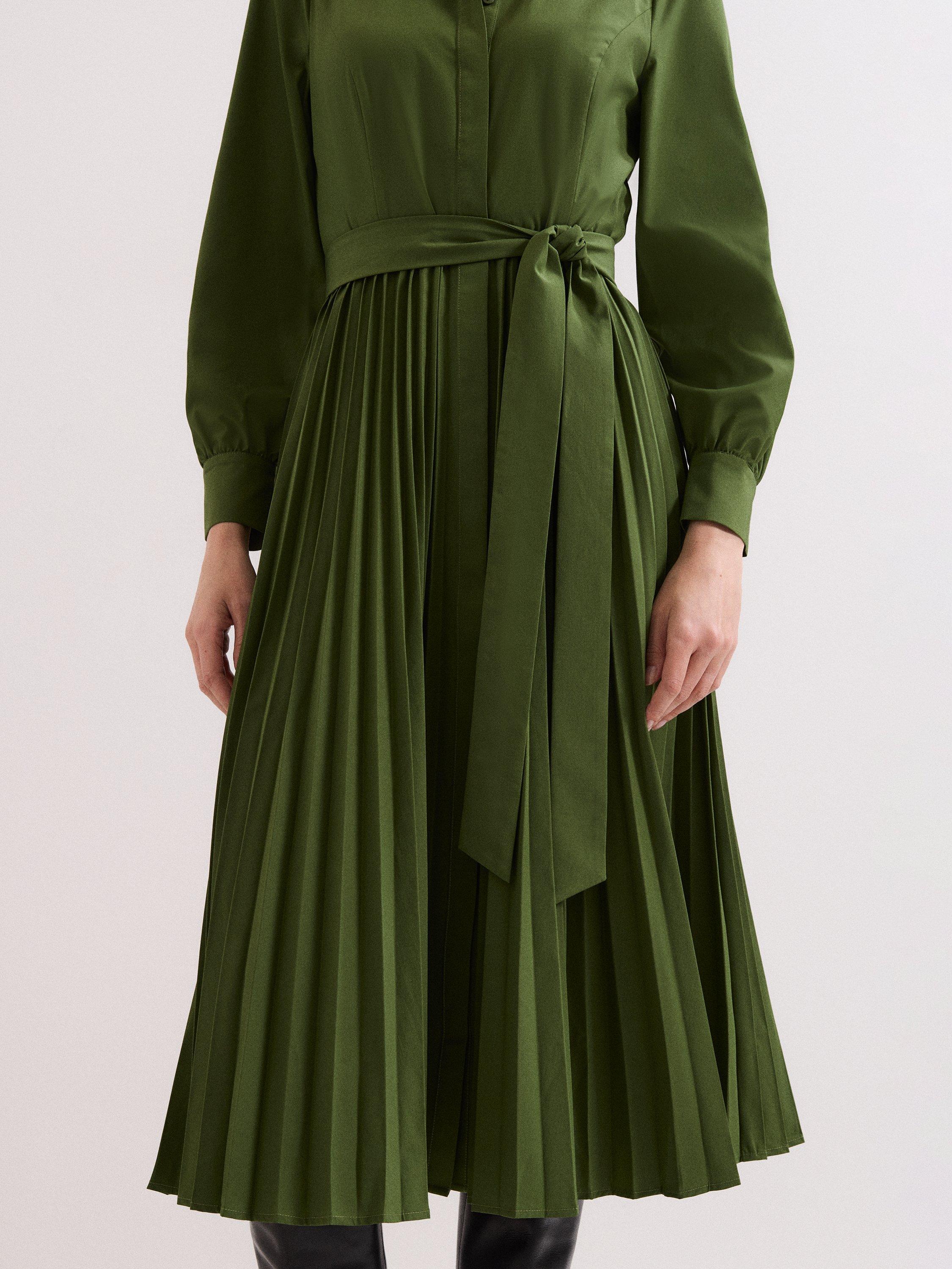 Product image 8 of 10, which shows Phase Eight Pleated Midi Dress, Green, 6