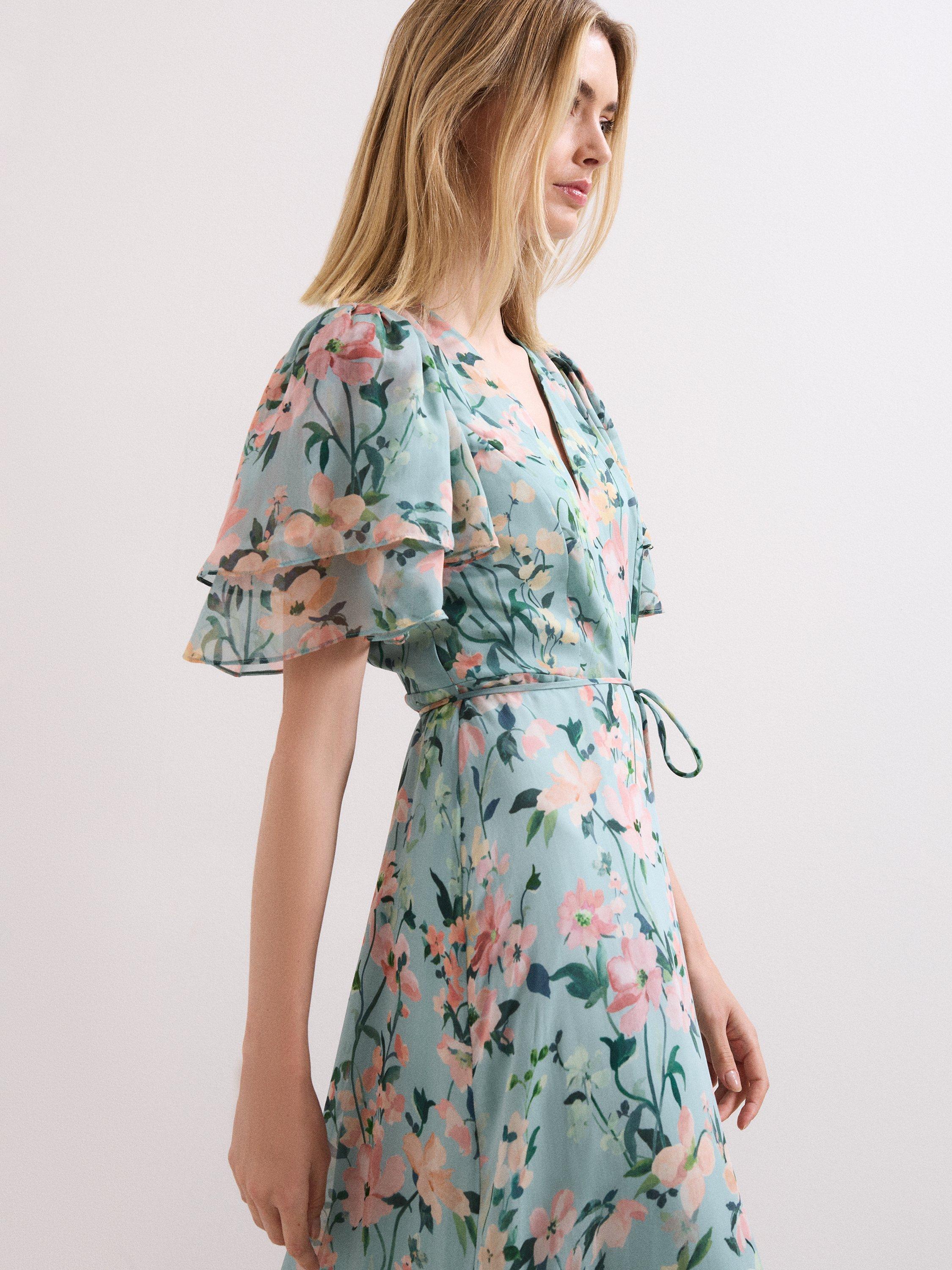 Product image 7 of 9, which shows Phase Eight Violet Floral Maxi Dress, Multi, 6