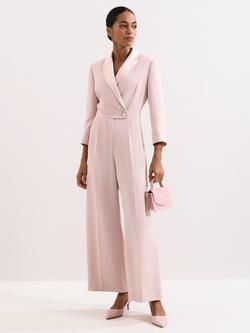 Phase Eight Mirella V-Neck Tux Jumpsuit, Pale Pink