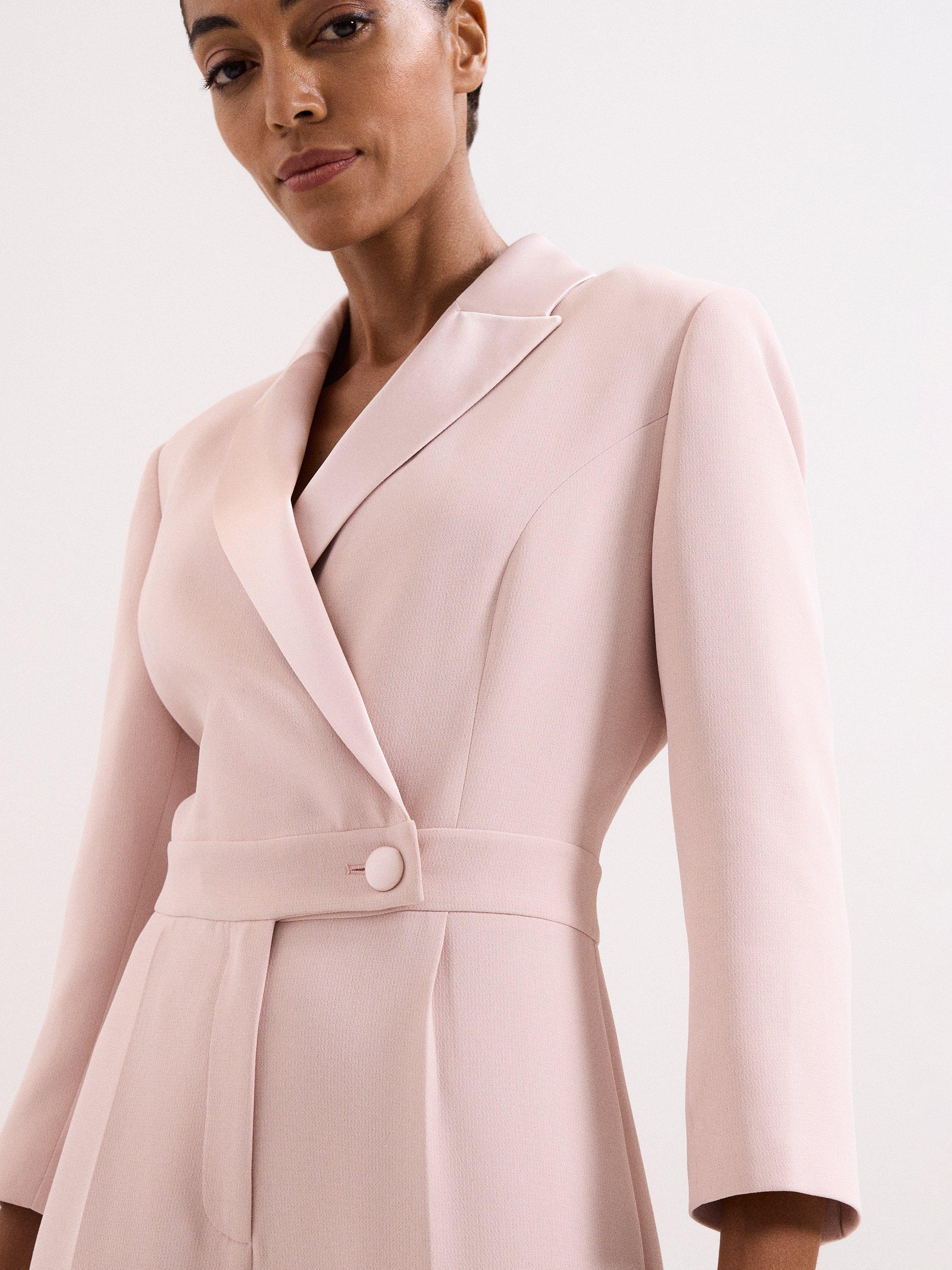 Product image 4 of 8, which shows Phase Eight Mirella V-Neck Tux Jumpsuit, Pale Pink, 20