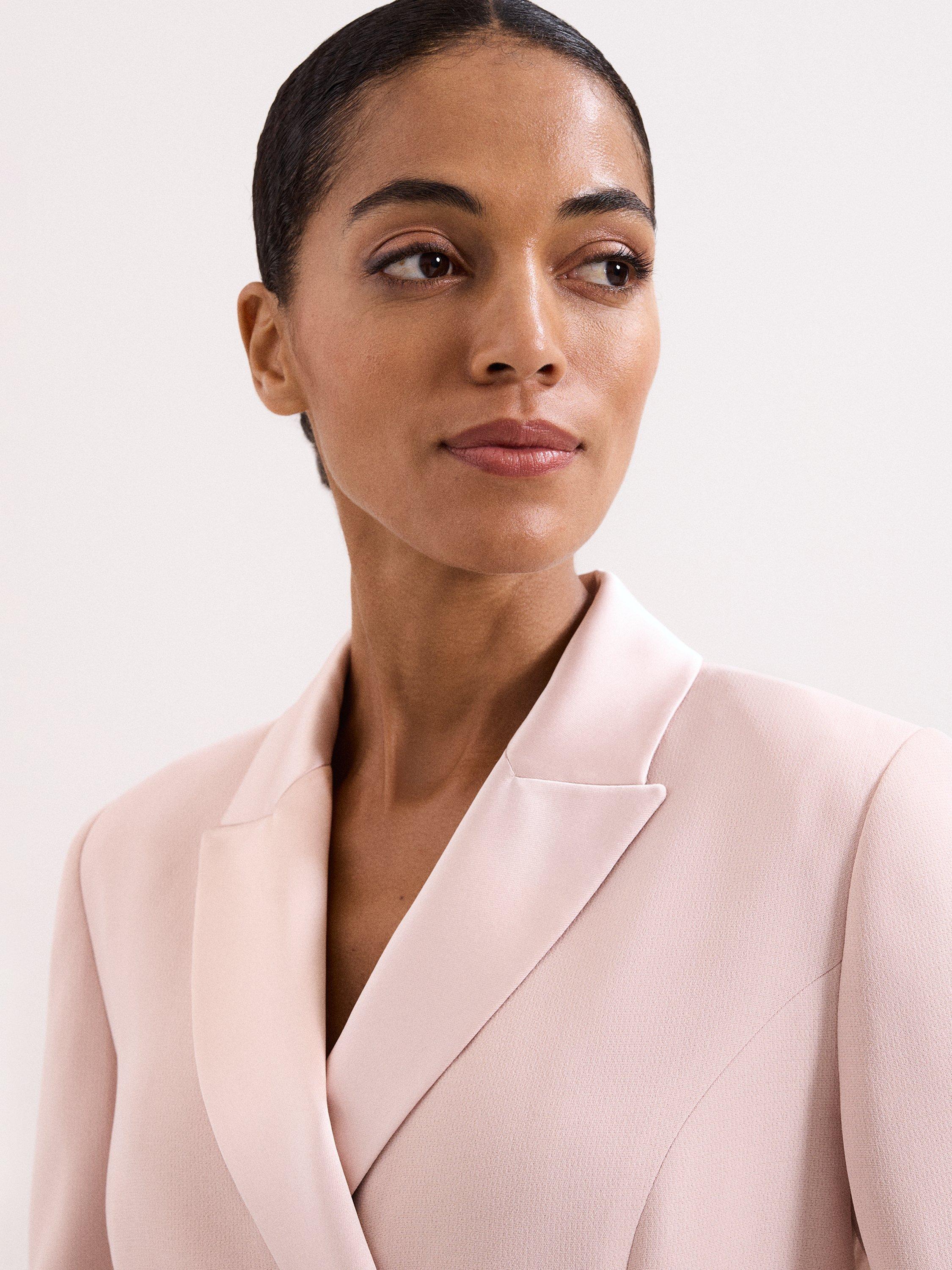 Product image 7 of 8, which shows Phase Eight Mirella V-Neck Tux Jumpsuit, Pale Pink, 20