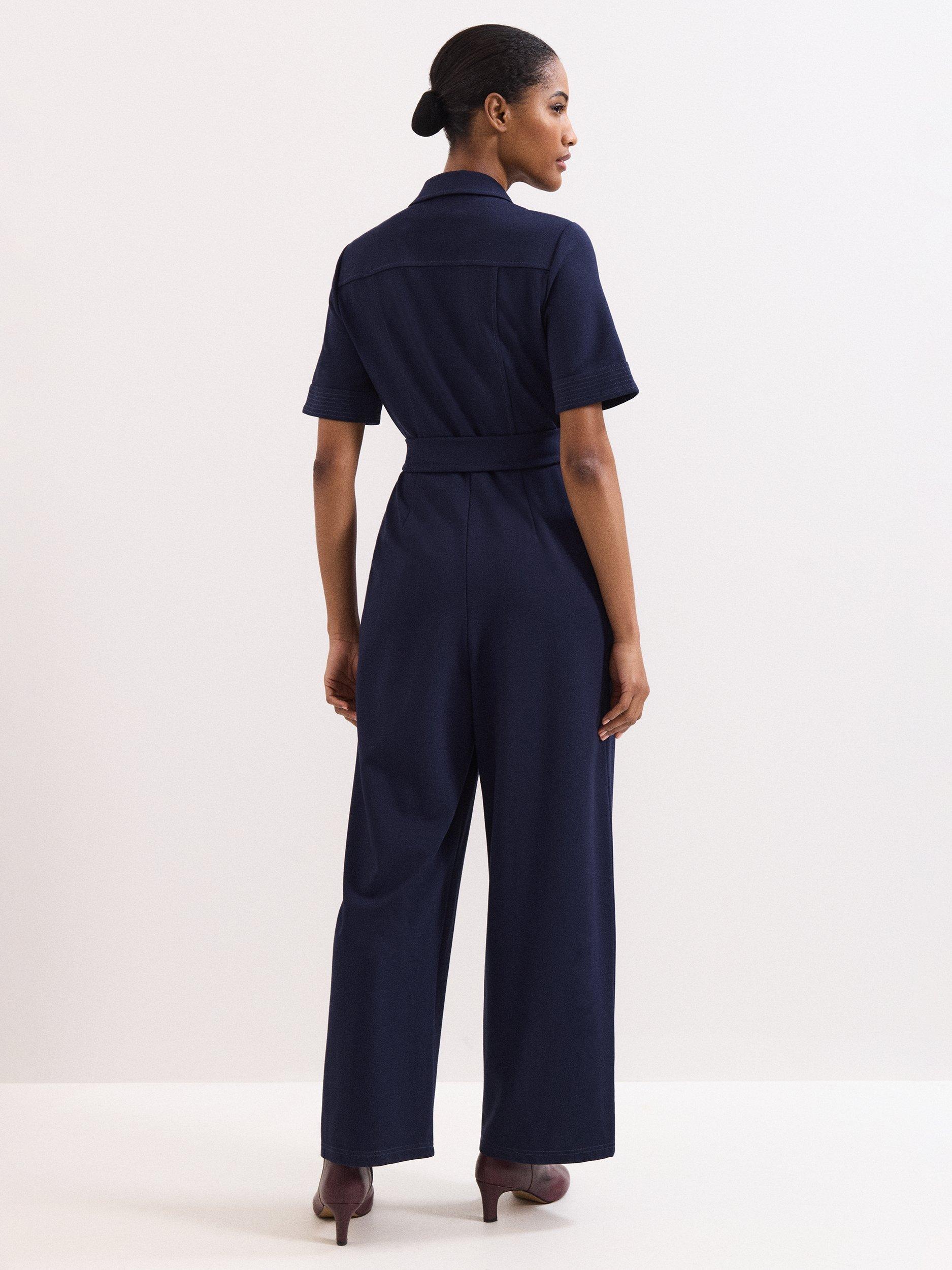 Product image 2 of 8, which shows Phase Eight Tabitha Tailored Jumpsuit, Navy, 6