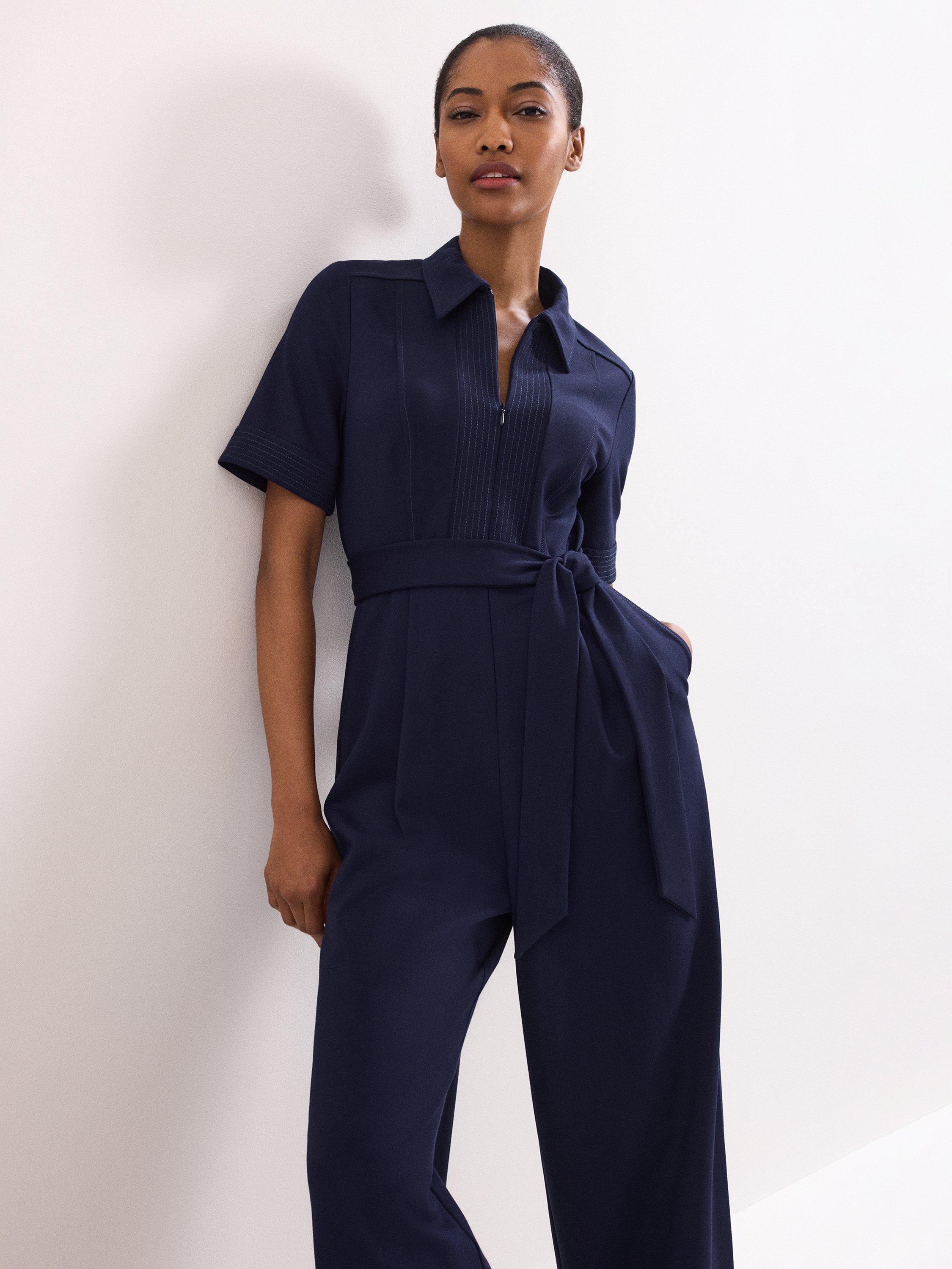 Product image 3 of 8, which shows Phase Eight Tabitha Tailored Jumpsuit, Navy, 6