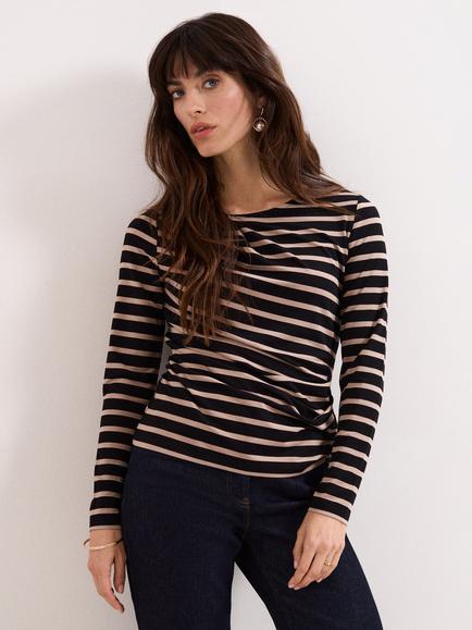 Phase Eight Everly Stripe Top, Black, Black