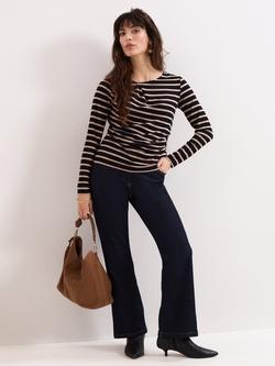 Phase Eight Everly Stripe Top, Black - view 2, Black