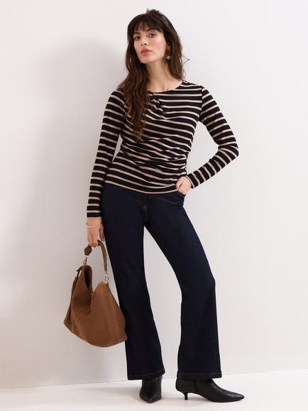 Phase Eight Everly Stripe Top, Black - view 2, Black