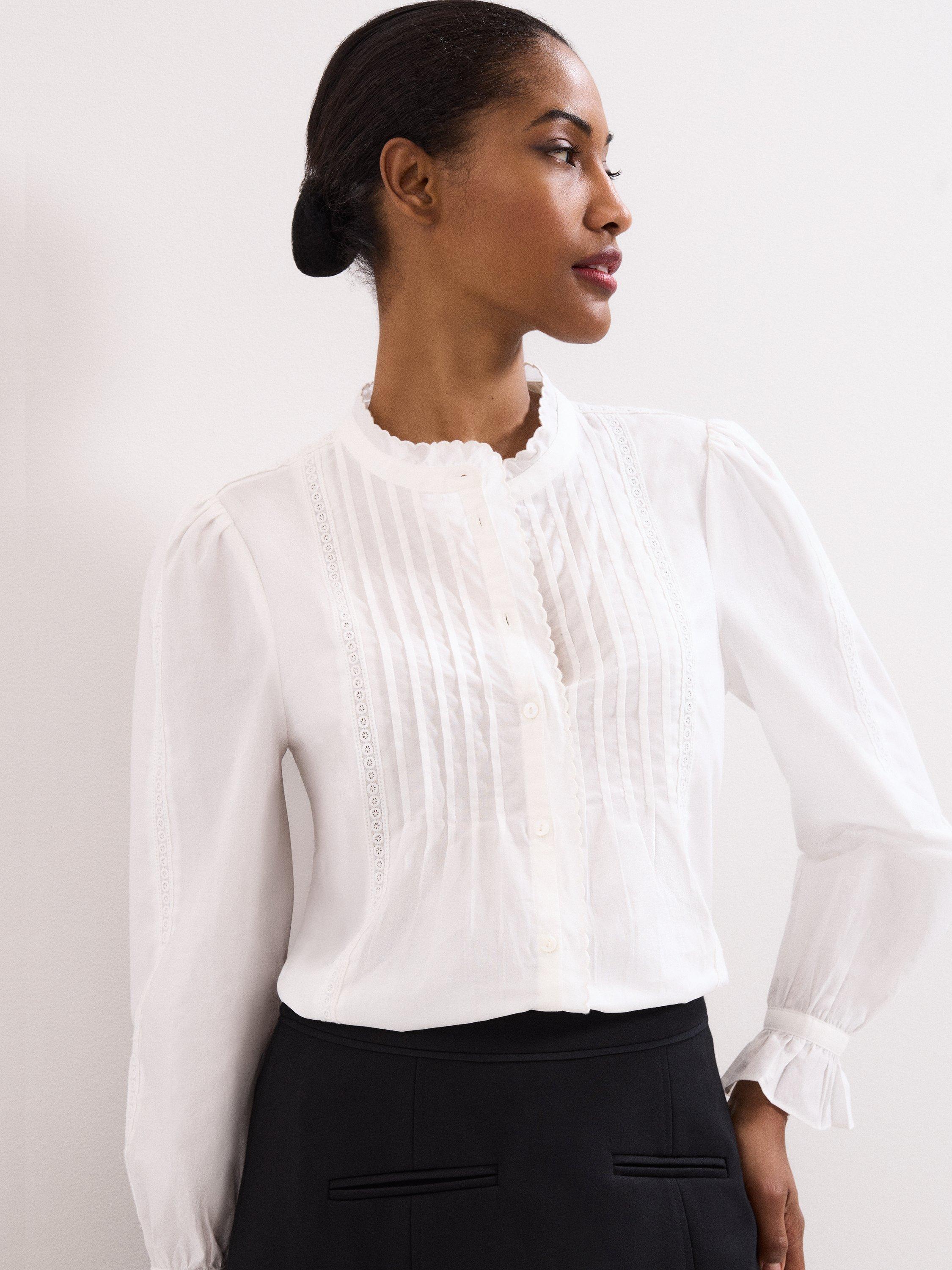 Product image 1 of 9, which shows Phase Eight Laurie Textured Blouse, Ivory, 8
