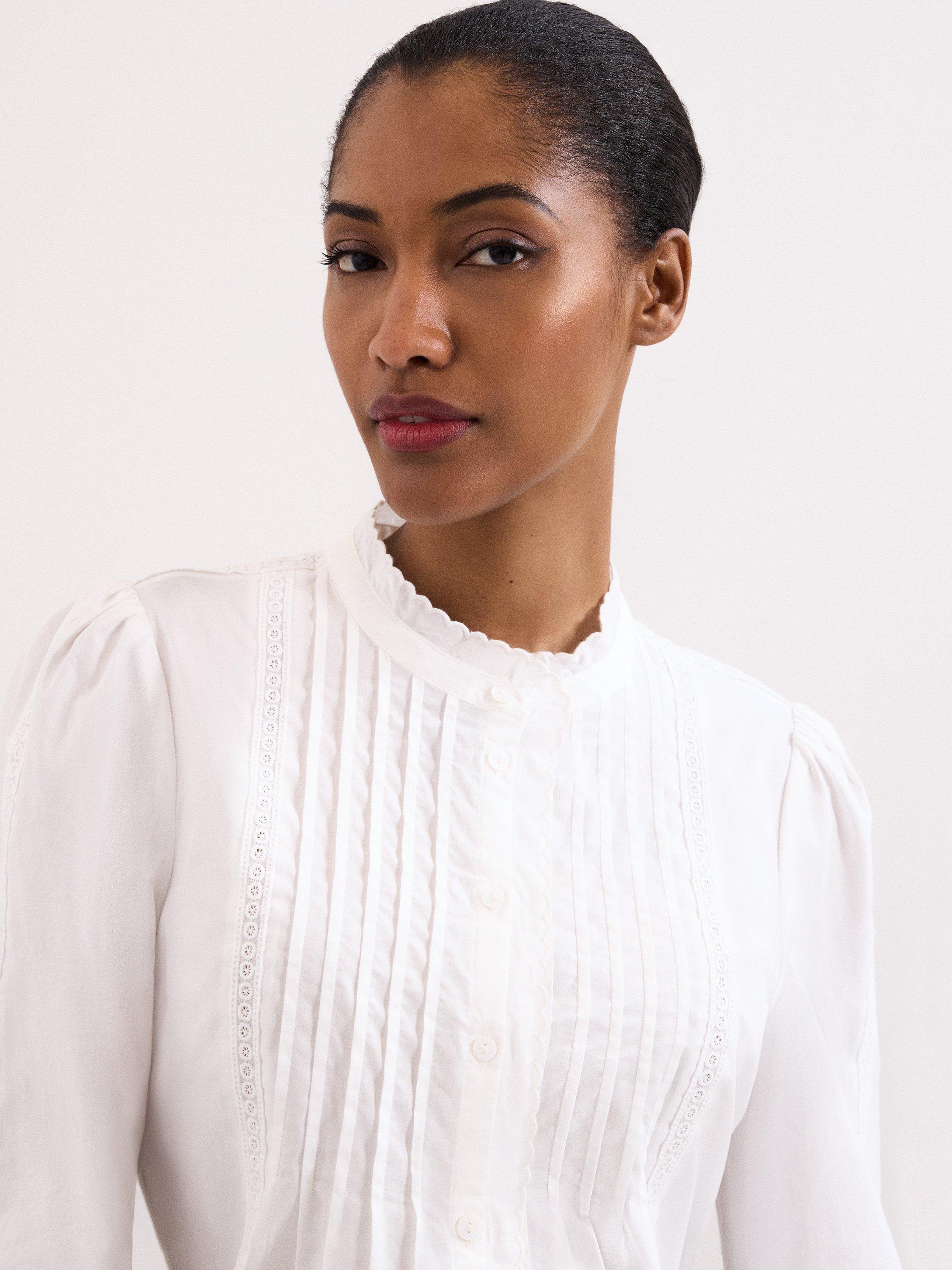 Product image 4 of 9, which shows Phase Eight Laurie Textured Blouse, Ivory, 8