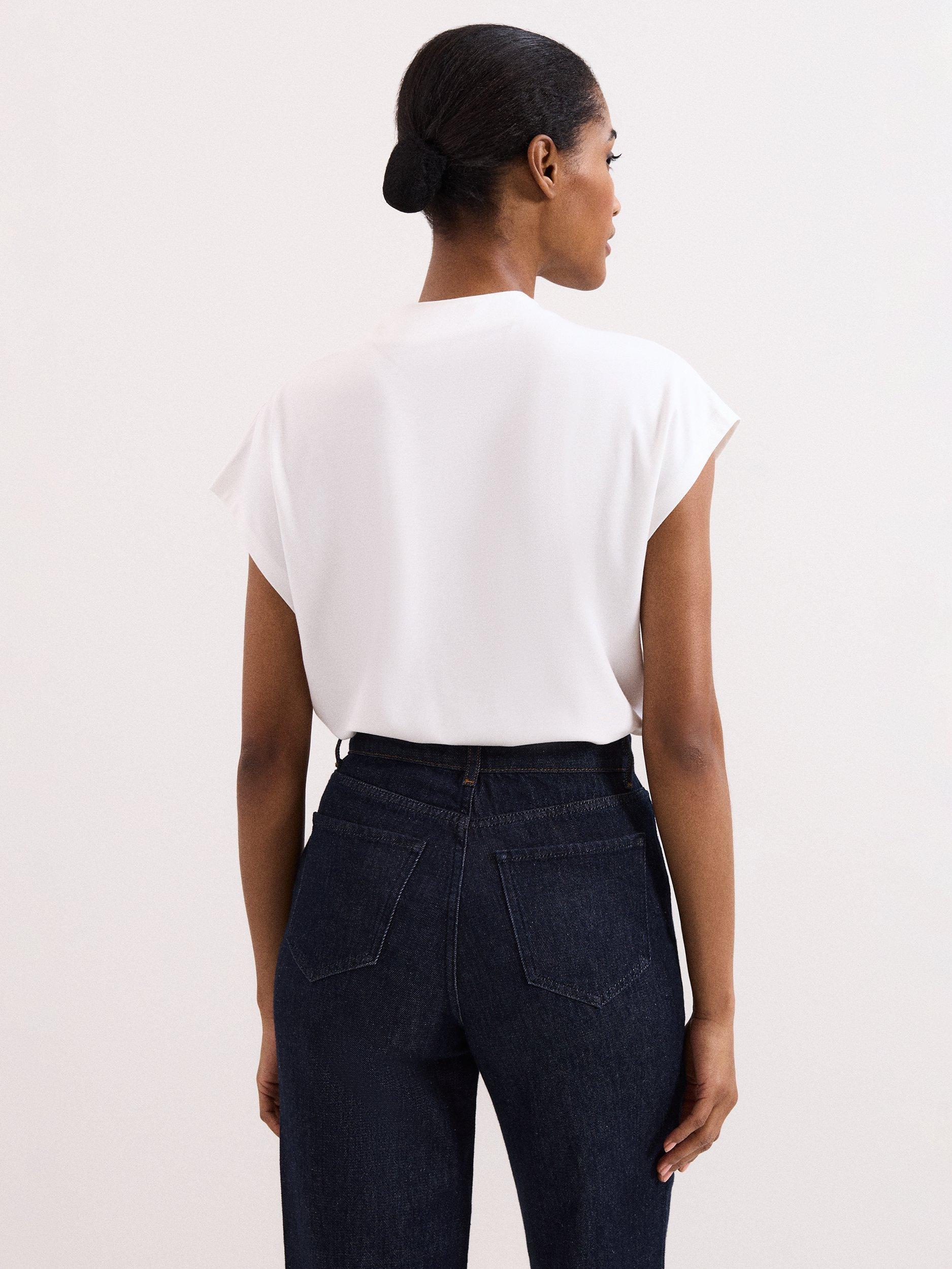 Product image 2 of 7, which shows Phase Eight Paige Button Shoulder Ponte Top, Ivory, 8