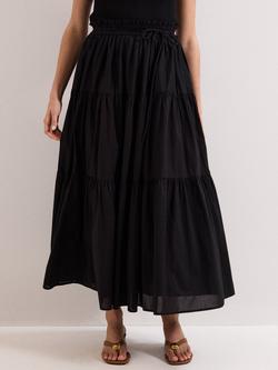 Phase Eight Alva Tiered Maxi Skirt, Black, Black